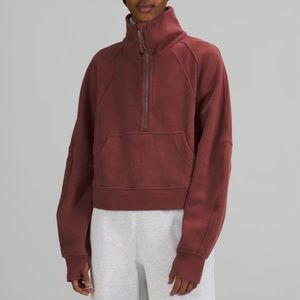 Lululemon Scuba Funnel Neck Half-Zip Crop Pullover M/L ‘Smoky Red’
